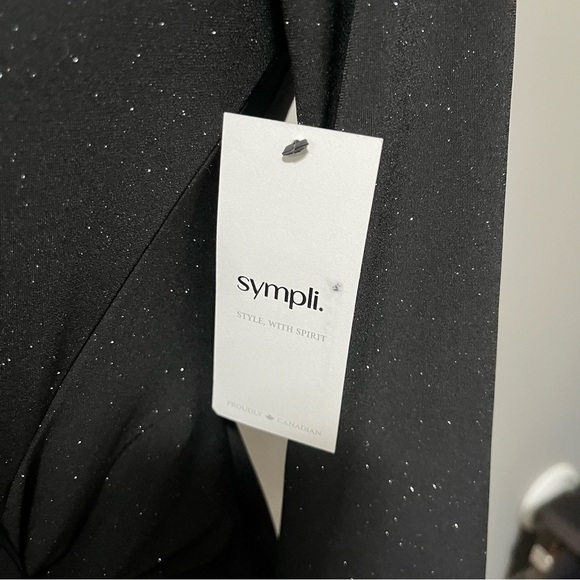 Sympli Side Twist Black Sparkle Fitted Dress - Picture 11 of 15